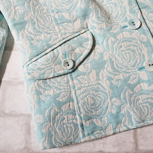 Villager Floral Jacquard Blazer Sea Foam Ivory 10 - Picture 5 of 8